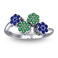 Emerald Fashion Ring In 14k White Gold With Blue Sapphire – Devana Simple Ring