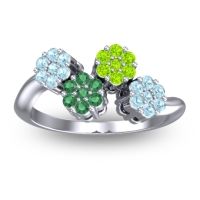 Emerald Fashion Ring In 18k White Gold With Peridot And Aquamarine – Devana Simple Ring