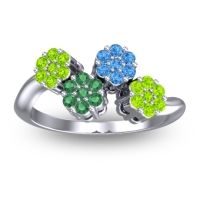 Emerald Fashion Ring In Platinum With Swiss Blue Topaz And Peridot – Devana Simple Ring