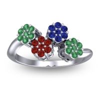 Garnet Fashion Ring In 14k White Gold With Blue Sapphire And Emerald – Devana Simple Ring