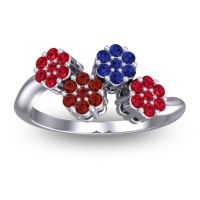 Garnet Fashion Ring In 18k White Gold With Blue Sapphire And Ruby – Devana Simple Ring