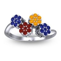 Garnet Fashion Ring In Platinum With Citrine And Blue Sapphire – Devana Simple Ring