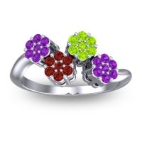 Simple Floral Pave Devana Ring