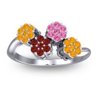Garnet Fashion Ring In Platinum With Pink Tourmaline And Citrine – Devana Simple Ring