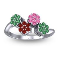 Garnet Fashion Ring In 14k White Gold With Pink Tourmaline And Emerald – Devana Simple Ring