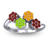 Peridot Fashion Ring In Platinum With Citrine And Garnet – Devana Simple Ring