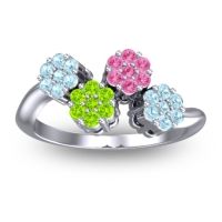 Peridot Fashion Ring In Platinum With Pink Tourmaline And Aquamarine – Devana Simple Ring