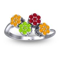 Peridot Fashion Ring In Platinum With Ruby And Citrine – Devana Simple Ring