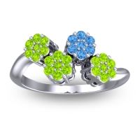 Peridot Fashion Ring In Platinum With Swiss Blue Topaz – Devana Simple Ring