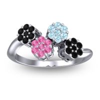Pink Tourmaline Fashion Ring In 18k White Gold With Aquamarine And Black Onyx – Devana Simple Ring