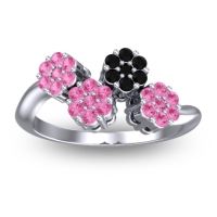 Pink Tourmaline Fashion Ring In 18k White Gold With Black Onyx – Devana Simple Ring