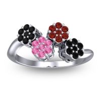 Pink Tourmaline Fashion Ring In Platinum With Garnet And Black Onyx – Devana Simple Ring