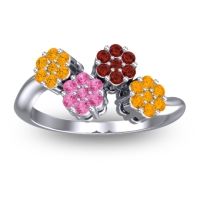 Pink Tourmaline Fashion Ring In 18k White Gold With Garnet And Citrine – Devana Simple Ring