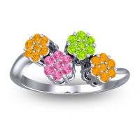 Pink Tourmaline Fashion Ring In 18k White Gold With Peridot And Citrine – Devana Simple Ring