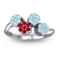 Ruby Fashion Ring In Platinum With Aquamarine – Devana Simple Ring