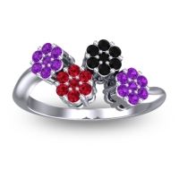 Simple Floral Pave Devana Ring