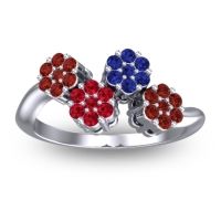 Ruby Fashion Ring In 18k White Gold With Blue Sapphire And Garnet – Devana Simple Ring