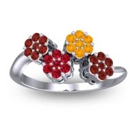 Simple Floral Pave Devana Ring