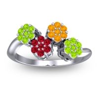 Ruby Fashion Ring In Platinum With Citrine And Peridot – Devana Simple Ring