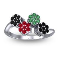 Ruby Fashion Ring In 18k White Gold With Emerald And Black Onyx – Devana Simple Ring