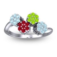 Ruby Fashion Ring In Platinum With Peridot And Aquamarine – Devana Simple Ring