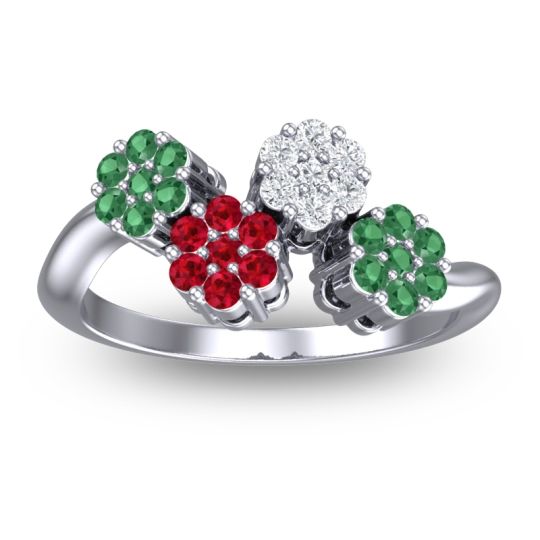 Simple Floral Pave Devana Ring