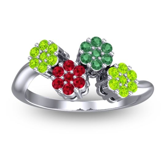 Simple Floral Pave Devana Ring