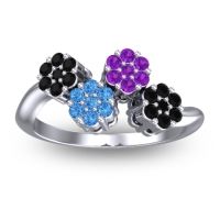 Simple Floral Pave Devana Ring