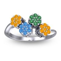 Swiss Blue Topaz Fashion Ring In 18k White Gold With Emerald And Citrine – Devana Simple Ring