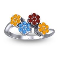Simple Floral Pave Devana Ring