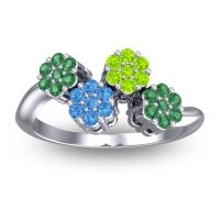 Swiss Blue Topaz Fashion Ring In 14k White Gold With Peridot And Emerald – Devana Simple Ring