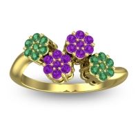 Amethyst Fashion Ring In 14k Yellow Gold With Emerald – Devana Simple Ring