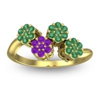 Amethyst Fashion Ring In 14k Yellow Gold With Emerald – Devana Simple Ring
