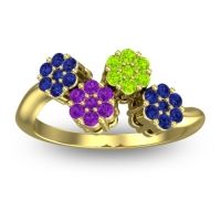 Amethyst Fashion Ring In 18k Yellow Gold With Peridot And Blue Sapphire – Devana Simple Ring