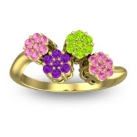 Amethyst Fashion Ring In 18k Yellow Gold With Peridot And Pink Tourmaline – Devana Simple Ring