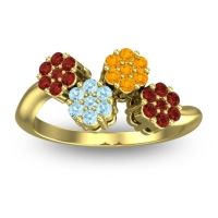 Aquamarine Fashion Ring In 18k Yellow Gold With Citrine And Garnet – Devana Simple Ring