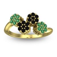 Black Onyx Fashion Ring In 14k Yellow Gold With Emerald – Devana Simple Ring