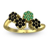 Black Onyx Fashion Ring In 18k Yellow Gold With Emerald – Devana Simple Ring