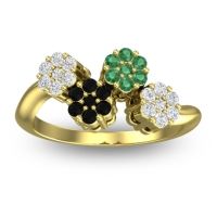 Black Onyx Fashion Ring In 14k Yellow Gold With Emerald And Diamond – Devana Simple Ring
