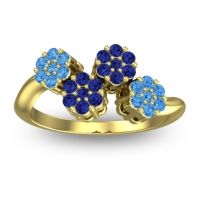 Blue Sapphire Fashion Ring In 18k Yellow Gold With Swiss Blue Topaz – Devana Simple Ring