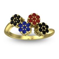 Blue Sapphire Fashion Ring In 18k Yellow Gold With Garnet And Black Onyx – Devana Simple Ring