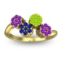 Blue Sapphire Fashion Ring In 18k Yellow Gold With Peridot And Amethyst – Devana Simple Ring