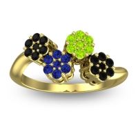 Blue Sapphire Fashion Ring In 18k Yellow Gold With Peridot And Black Onyx – Devana Simple Ring