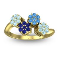 Blue Sapphire Fashion Ring In 18k Yellow Gold With Swiss Blue Topaz And Aquamarine – Devana Simple Ring