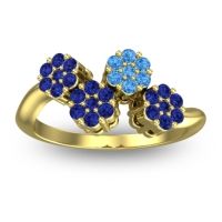 Blue Sapphire Fashion Ring In 18k Yellow Gold With Swiss Blue Topaz – Devana Simple Ring