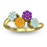 Citrine Fashion Ring In 18k Yellow Gold With Amethyst And Aquamarine – Devana Simple Ring