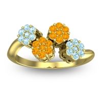 Citrine Fashion Ring In 18k Yellow Gold With Aquamarine – Devana Simple Ring