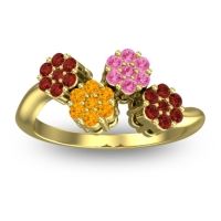 Citrine Fashion Ring In 18k Yellow Gold With Pink Tourmaline And Garnet – Devana Simple Ring