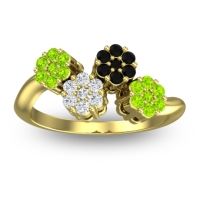 Diamond Fashion Ring In 18k Yellow Gold With Black Onyx And Peridot – Devana Simple Ring