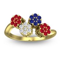 Lab Diamond Fashion Ring In 18k Yellow Gold With Blue Sapphire And Ruby – Devana Simple Ring
